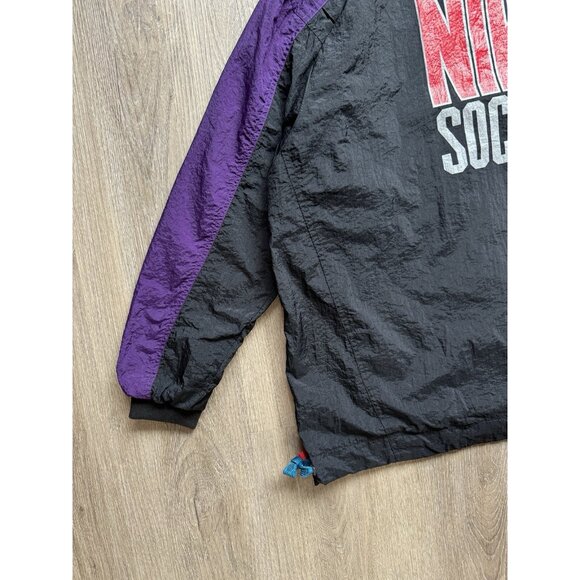 Vintage 90s Nike Swoosh Grey Tag Soccer Windbreaker Jacket Sports Hood - Picture 7 of 16